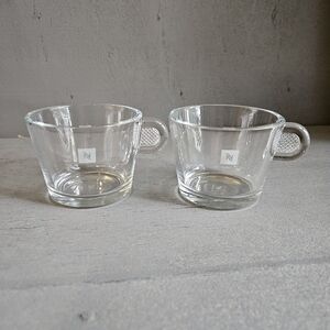 Nespresso Expresso Clear Glass Cups Set of 2 ADN Design w/Solid Pinch‎ Handles